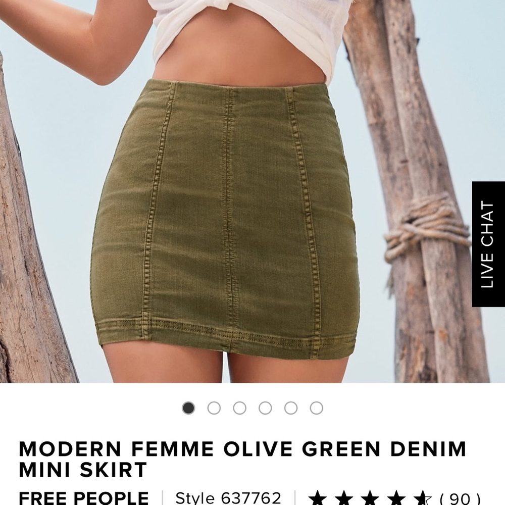 Green Free People Denim mini skirt